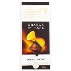 Плитка темного шоколада Lindt Excellence 48% Orange Intense с миндальными хлопьями 100 гр