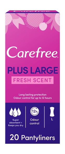 Carefree Plus Large Pantyliners Fresh Scent - dyes free  chlorine bleaching free 20 per pack