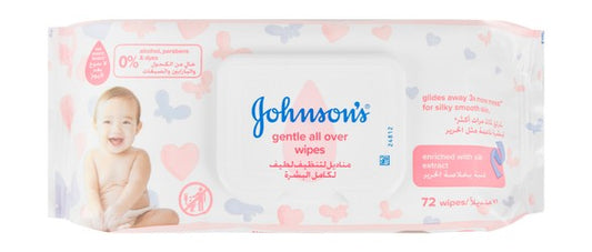 Johnson s Gentle Baby Wipes with Silk Extract - alcohol free  parabens free  dyes free 72 wipes