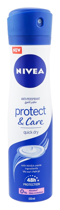 Nivea Protect & Care 48H Antiperspirant Deodorant Spray for Women - alcohol free 150 ml