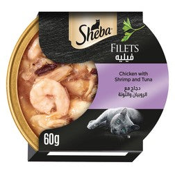 Sheba Dome Wet Cat Food Fillets with Chicken  Shrimp & Tuna 60 gr