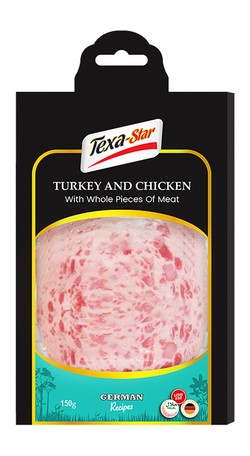 Texa-Star Low Fat Turkey & Chicken Salami Slices with Whole Pieces of Meat 150 gr