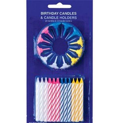 Assorted Birthday Candles with Holders 24 per pack