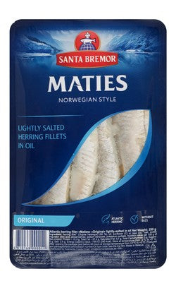 Santa Bremor Maties Original Lightly Salted Atlantic Herring Fillets in Oil 250 gr