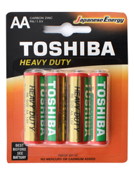 Toshiba 1.5V Heavy Duty Carbon & Zinc AA Batteries - mercury free  no added cadmium 4 per pack