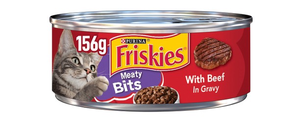 Purina Friskies Meaty Bits Wet Food with Beef in Gravy for Adult Cats 156 gr