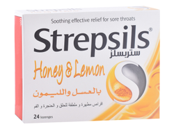 Strepsils Soothing Lozenges Honey & Lemon Flavor for Sore Throat 24 per pack