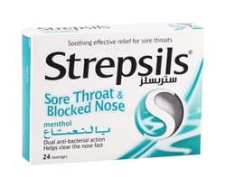 Strepsils Soothing Lozenges Menthol Flavor for Sore Throat & Blocked Nose 24 per pack