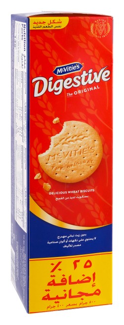 McVitie s Digestive Original Wheat Biscuits (25% Free) - artificial colors free  artificial flavors free  hydrogenated vegetable oil free 500 gr