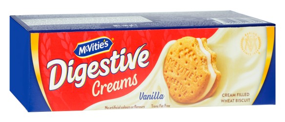 Печенье McVitie's Digestive Wheat с начинкой из ванильного крема - без трансжиров, без искусственных красителей, без искусственных ароматизаторов, 100 г