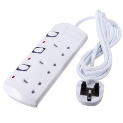 3 Way 3m Socket Extension - White 1 pcs