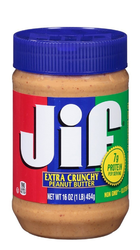 Jif Extra Crunchy Peanut Butter - GMO free  gluten free 454 gr