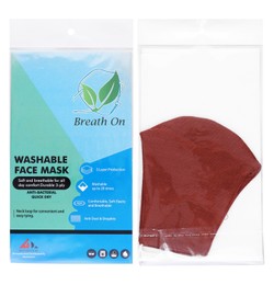 Breath On Red & White Antibacterial Washable Face Mask 3ply 1 pcs