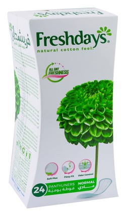 Freshdays Natural Cotton Feel Normal Pantyliners 24 per pack