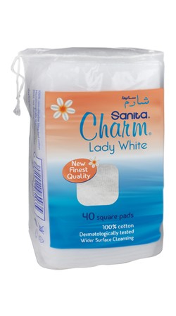 Sanita Charm Lady White Square Cotton Pads 40 per pack