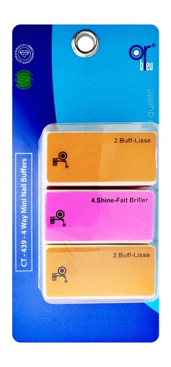 Or Bleu Mini 4 Way Nail Buffers 3 per pack