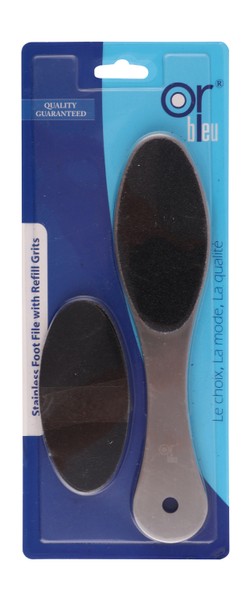 Or Bleu Stainless Foot File with Refill Grits 1 pack