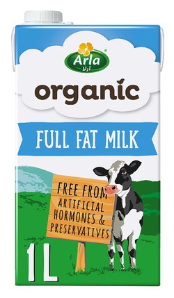 Arla Organic Long Life Full Fat Milk - preservatives free  no added artificial hormones 1 L