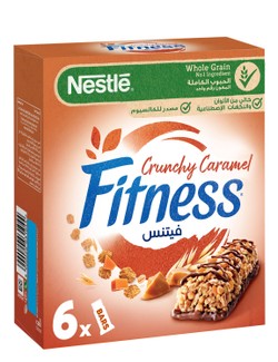 Fitness Crunchy Wholegrain Breakfast Cereal Bars with Caramel - artificial color free  artificial flavor free 6 x 23.5 gr