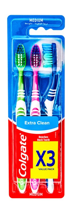 Colgate Extra Clean Medium Toothbrushes 3 per pack