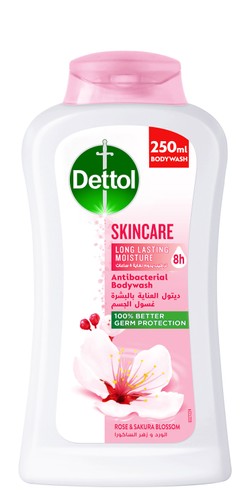 Dettol Skincare Antibacterial & Moisturizing Body Wash Rose & Sakura Blossom Scent 250 ml