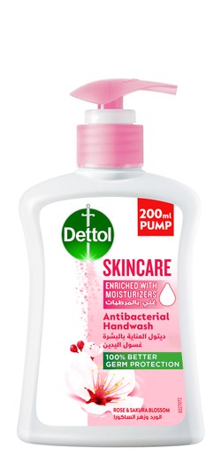 Dettol Skin Care Antibacterial Moisturizing Liquid Hand Wash Rose & Sakura Scent 200 ml