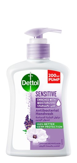 Dettol Sensitive Antibacterial Moisturizing Liquid Hand Wash Lavender & White Musk Scent 200 ml