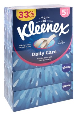 Kleenex Daily Care Facial Tissues 2ply (33% Off) 5 x 130 tissues