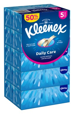 Kleenex Daily Care Facial Tissues 2ply (50% Off) 5 x 170 tissues