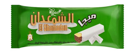 El Shamadan Mega White Chocolate Coated Wafers Filled with Chocolate - vegan 4 per pack