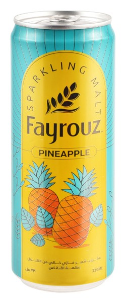 Fayrouz Non-Alcoholic Sparkling Malt Beverage Pineapple Flavor 330 ml