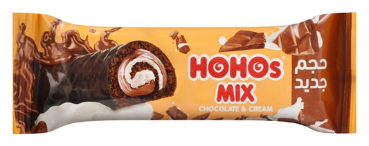 HOHOs Mix Rolled Chocolate Coated Cocoa Cake Filled with Vanilla & Cocoa Cream 1 pcs