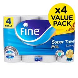 Fine Super Towel Pro Kitchen Rolls 3ply (Value Pack) 4 x 60 tissues