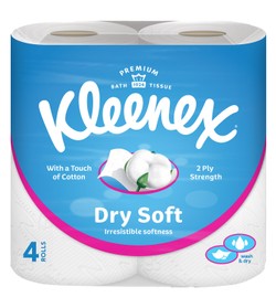 Туалетная бумага Kleenex Dry Soft в рулонах, 2 слоя, 4 x 200 салфеток