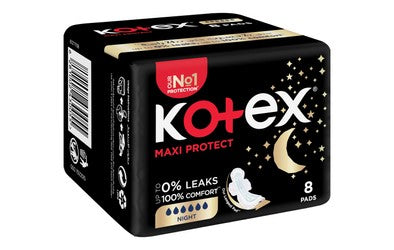 Kotex Maxi Protect Heavy Flow Night Pads with Wings 8 per pack