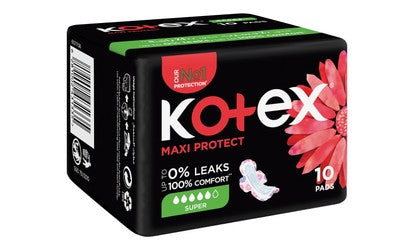 Kotex Maxi Protect Super Pads with Wings 10 per pack