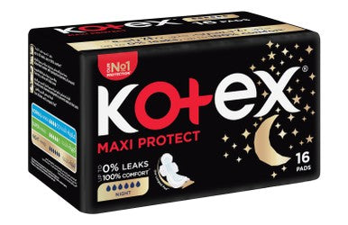 Kotex Maxi Protect Night Pads with Wings 16 per pack