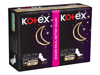 Kotex Ultra Thin Pads Night with Wings (Value Pack) 14 per pack