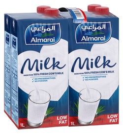 Almarai Long Life Low Fat Milk - preservatives free  powder free 4 x 1 L