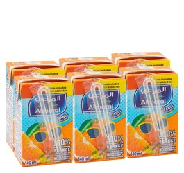 Almarai Long Life Orange Juice - preservatives free  no added sugar 6 x 140 ml