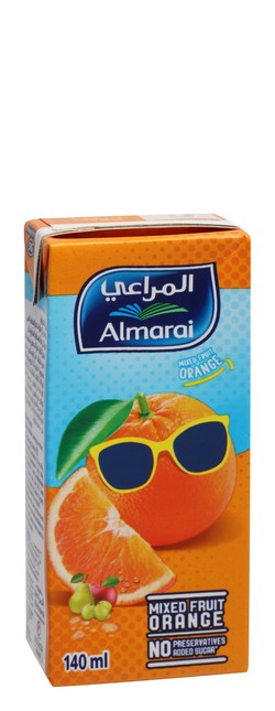 Almarai Long Life Orange Juice - preservatives free  no added sugar 140 ml