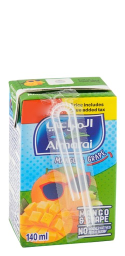 Almarai Long Life Mango & Grape Juice - no added sugar  preservatives free 140 ml