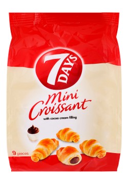 7 Days Mini Croissants Filled with Chocolate Cream (9 Pieces) 99 gr