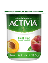 Activia Full Fat Apricot & Peach Stirred Yogurt 120 gr