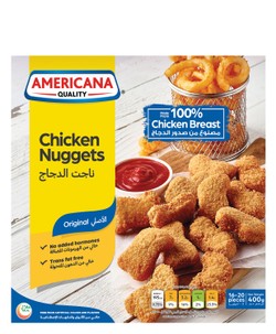 Americana Original Frozen Chicken Nuggets (16 Pieces Approx) - trans fat free  artificial flavors free  artificial colors free 400 gr