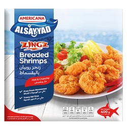 Americana Al Sayyad Hot & Crunchy Breaded Shrimps - trans fat free  artificial flavors free  artificial colors free 400 gr