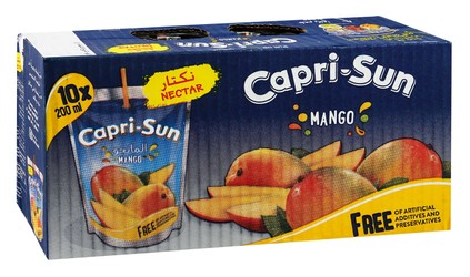 Capri-Sun Long Life Mango Drink - artificial additive free  preservatives free 10 x 200 ml