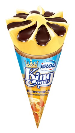 Igloo King Butter Scotch Ice Cream Cone with Caramelized Cashews 120 ml