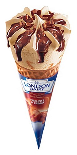 London Dairy Pralines & Cream Ice Cream Cone - vegetarian 120 ml