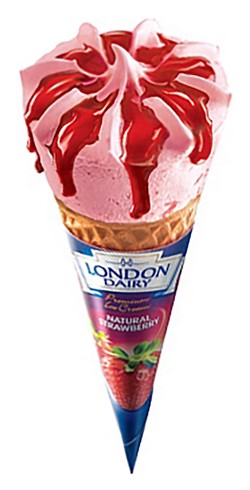 London Dairy Strawberry Ice Cream Cone - vegetarian 120 ml